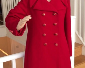 Cherry red double breasted 1950's coat