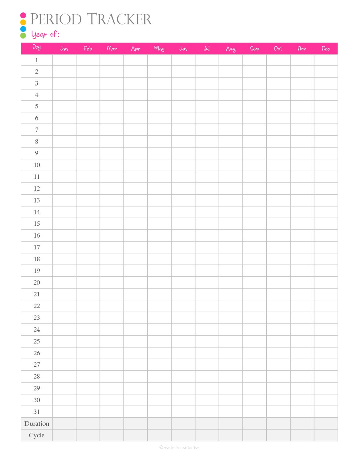 Period Tracker PDF Planner Menstrual Cycle Tracker Or Log