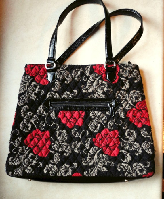 Vintage Vera Bradley Carpet Bag Black and Red Quilted