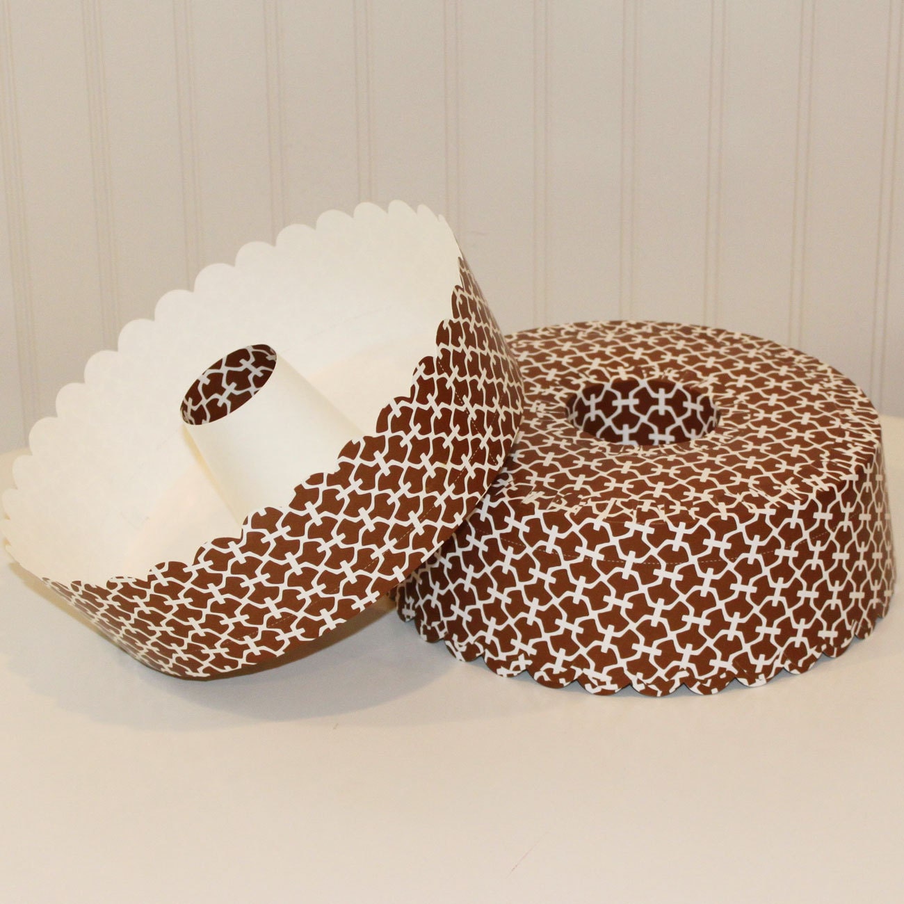 Paper Baking Pans 3 Brown Lattice Bundt Cake by RoadSideChick