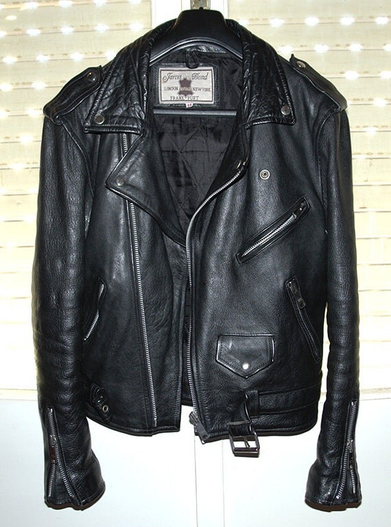 Vintage Jarvis Bond Leather Biker Jacket Size 38 Motorcycle