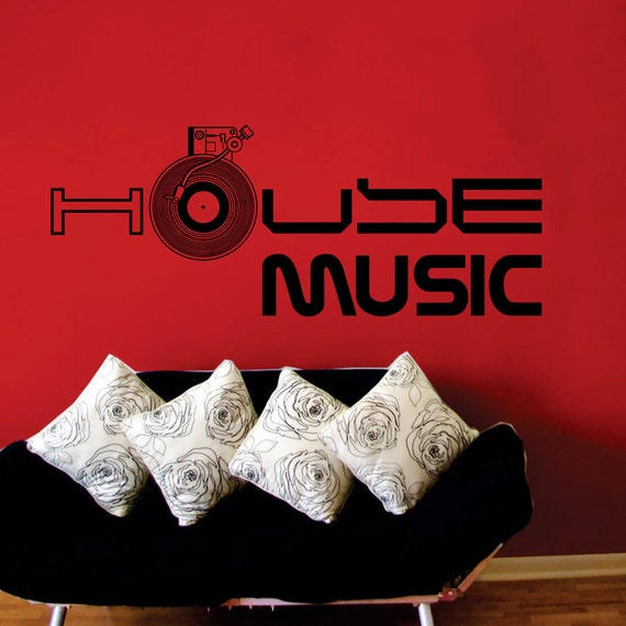 Wall Decal Sign House Music Vinil Record Electro Live by CozyDecal