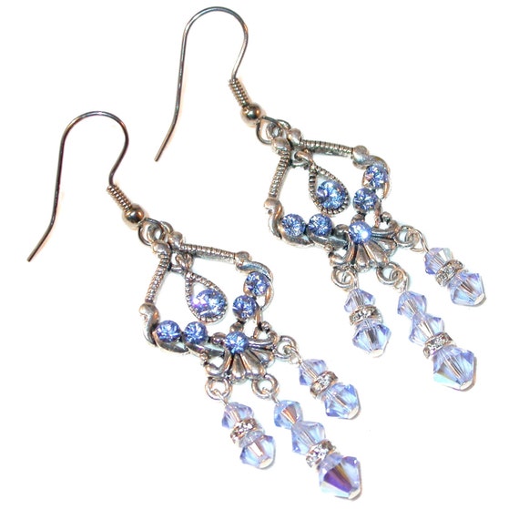 Swarovski Crystal Chandelier Earrings LIGHT SAPPHIRE BLUE