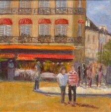 Summertime Paris - Original French Cafe Bistro Romantic Painting 8x8 ...