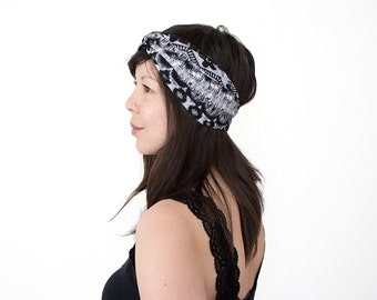Turban Headband //Turband // Turban Hair Wrap // Fashion Turban // Lycra Turban // Tribal Turban // Ikat Style // Geometric Turban