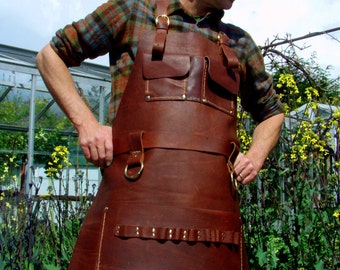 Leather Apron Woodworker's Super Deluxe Pockets with Brass Rings