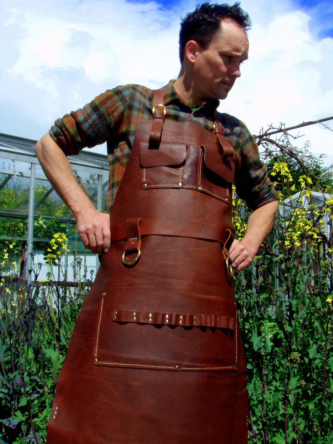 Leather Apron Woodworker's Super Deluxe Pockets with Brass