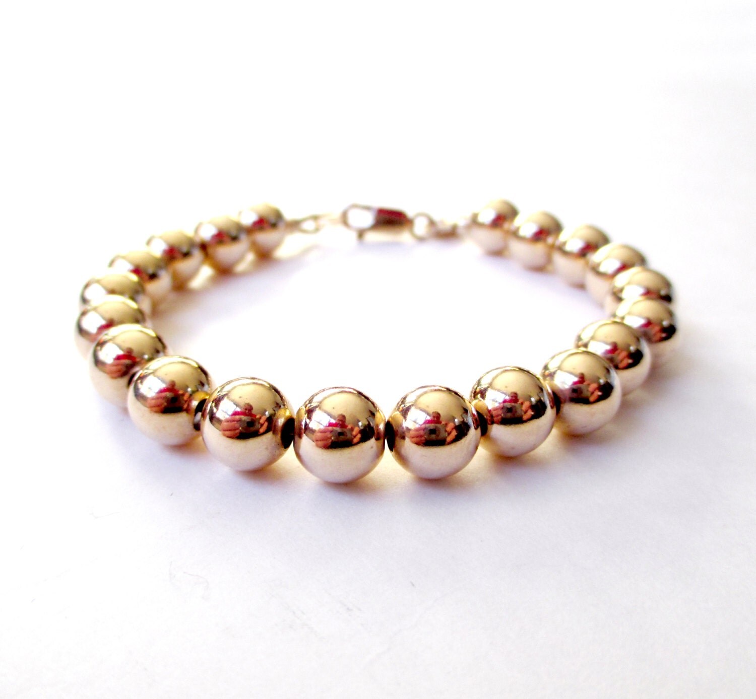 Bracelet 14K Gold Filled Bead Bracelet 8mm Beads