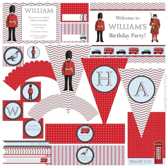 London Calling British Party Set large printable birthday