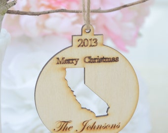 Personalized Christmas state ornament- map ornament, florida ornament