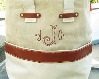 Monogrammed Tote Bag Personalized Canvas Tote Bag In 7