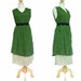 Forest Layering Green Cotton Dress, Casual Green Dress, Casual Dress - Green short dress ( women, size M - XL medium extra large)