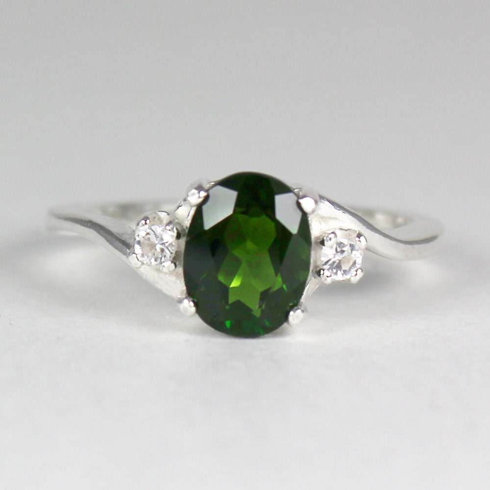 Russian Chrome Diopside Sterling Silver Ring / Chrome Diopside