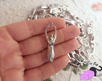 1 Charm pendant Goddess 43x12 mm antique silver tone - SP25-3