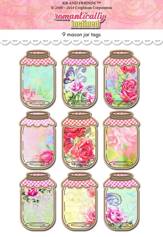 Digital Shabby Chic Romantic Mason Jar Tags / by KBandFriends