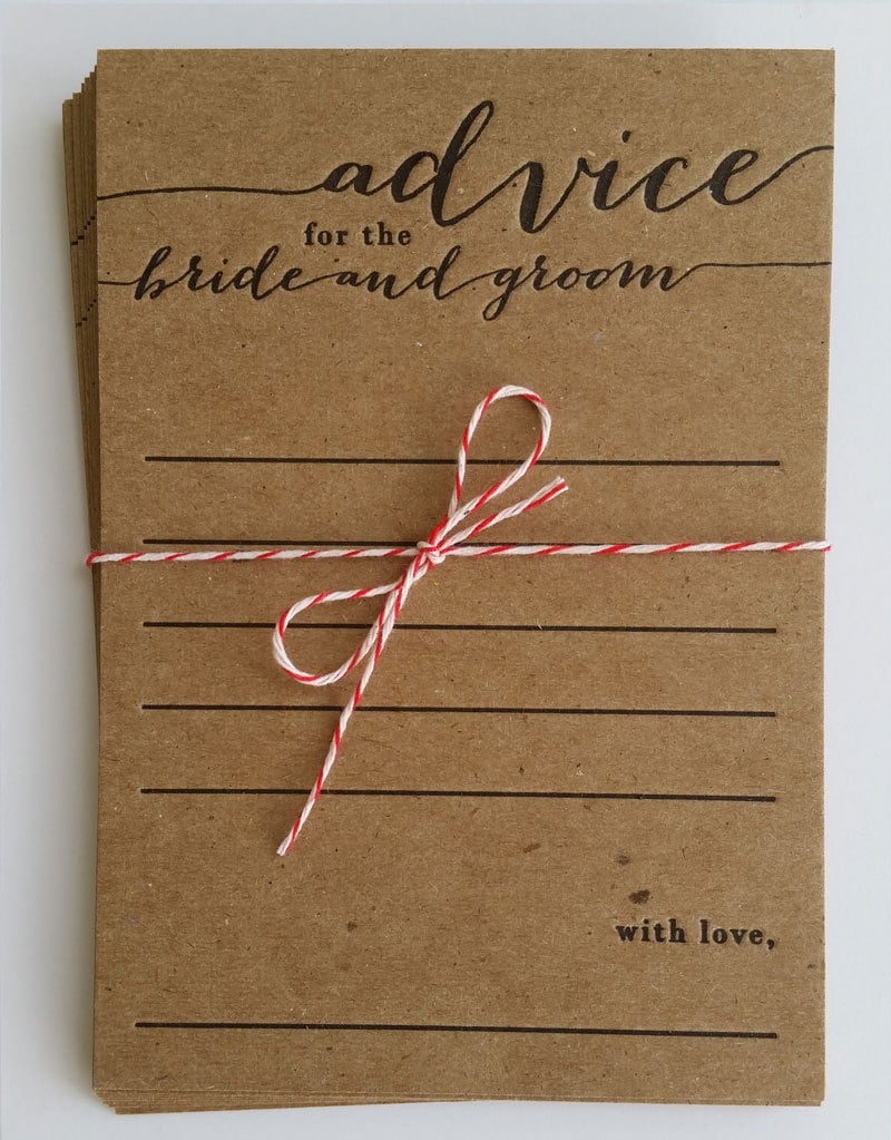 advice for the bride and groom letterpress 10 pack