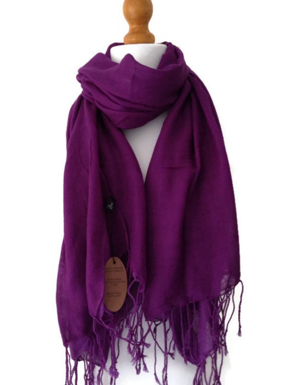 Purple Scarf Cotton Blend Pashmina Fair Trade by purplepossumuk