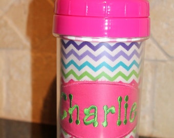 Girly Chevron Sippy Cup - Personalized w/ Name or Monogram - SIPPY or STRAW Top options