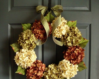 Summer Wreaths | Hydrangea Wreath | Front Door Wreaths | Wreath for Front Door | Fall Wreath | Year Round Wreath | Housewarming Gift