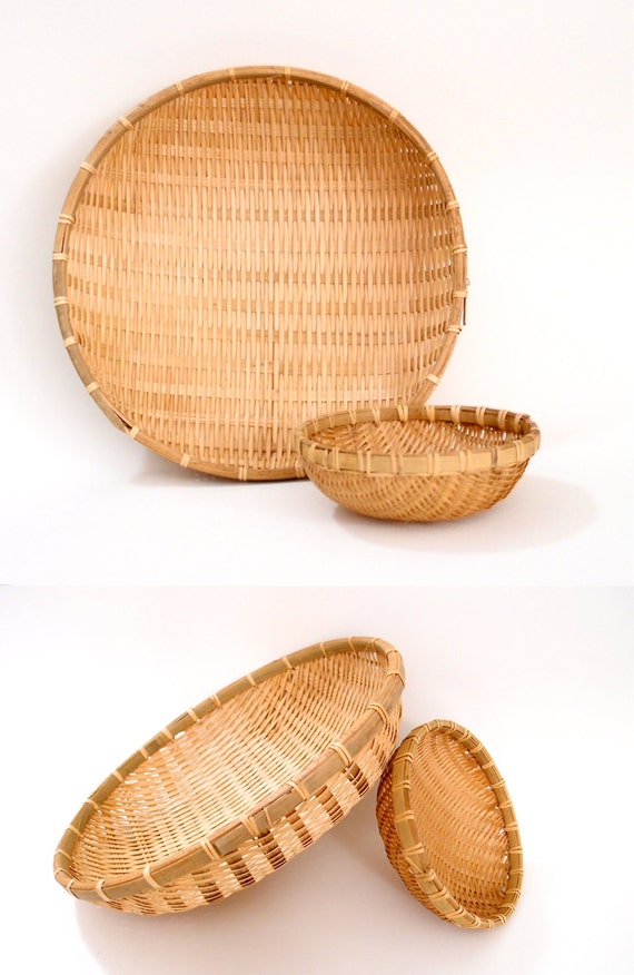 Japanese Bamboo Colander Drainer Basket Cooking Bowls