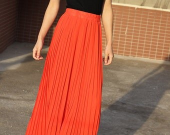 Top quality red Pleated skirt Maxi Skirt Long Skirt short skirt Maxi Dress chiffon skirt long beach skirt 12 colors