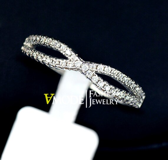 Ring Matching Rings Micro Pave Crystal White Gold Couple Ring Promise ...