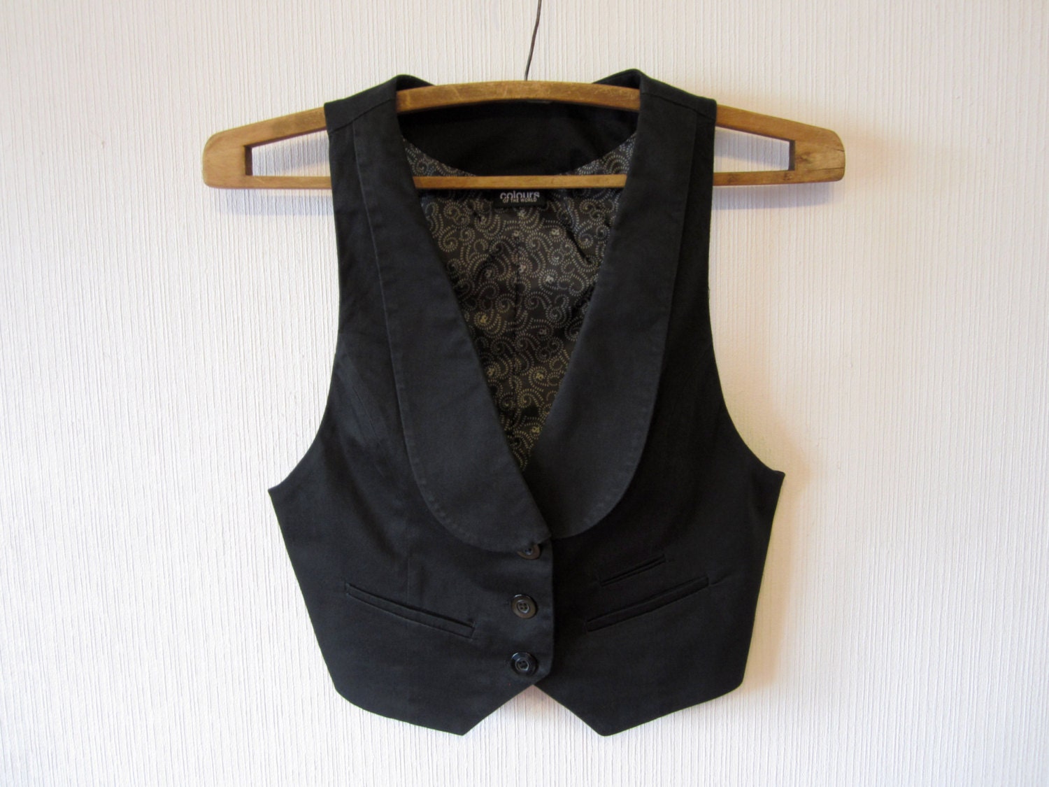 Cropped Black Women Vest Formal Fitted Romantic Victorian