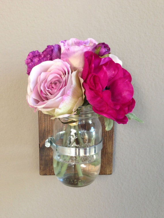 Items similar to Wall Hanging Mason Jar Flower Vase Set of 2