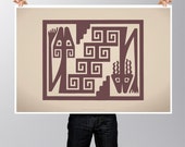 Digital Illustration - Snakes and Spirals Illustration - Pre Columbian Illustration - Weather -Poster - Native Art - Modern Wall Art