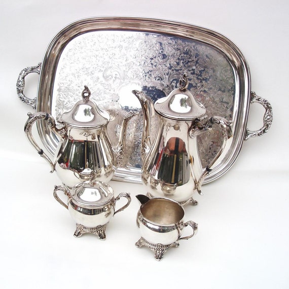 Vintage Coffee Set / Serving Tray / Silver Plate by WhimzyThyme