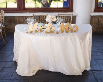 Gold Mr and Mrs Sign Wedding Sweetheart Table Decor Mr & Mrs Wooden Letter Large Thick Mr and Mrs Wedding Sign (Item - MTS100)