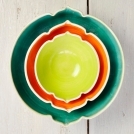 ceramic nesting bowls modern sculptural geometric vessels in Neon Sea Arabesque series set of 3