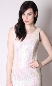 40% Off SALE - Iridescent White Sequin Art Deco Short Cocktail Dress / White Sequin Cocktail Dress / White Sequin Wedding Dress / Sequin Pr