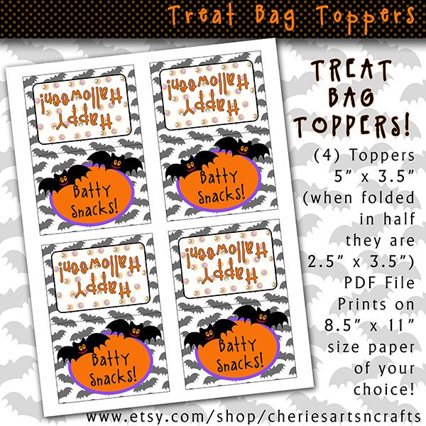 Halloween Treat Bag Toppers Printables PDF Halloween
