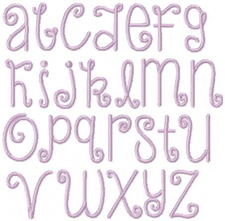 2 inch Embroidery Font Satin Stitch Curl by HerringtonDesign