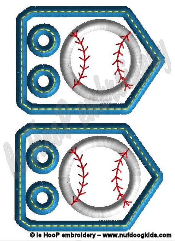 BASEBALL SOFTBALL 2 Applique Shoe Charms Machine Embroidery