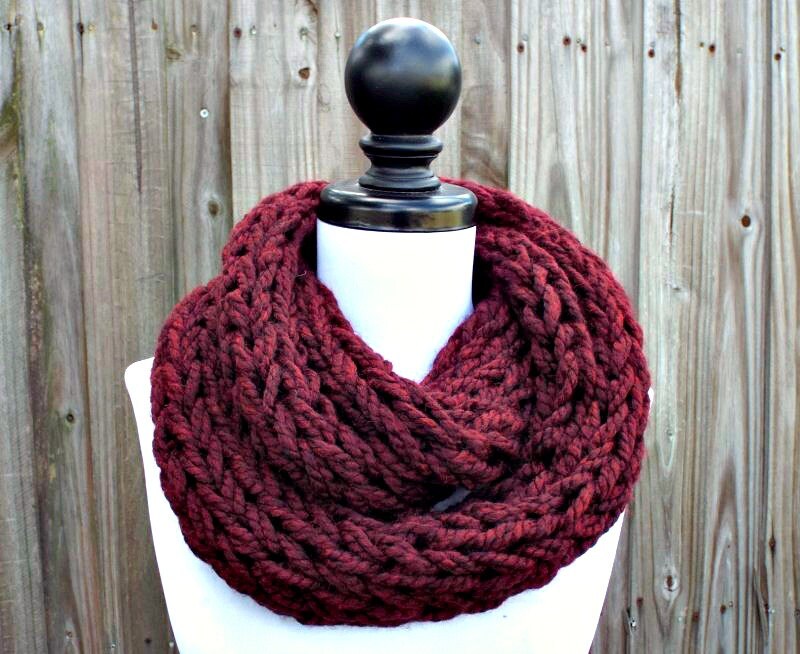 Thick Cowl Scarf Womens Knit Circle Scarf Polar Infinity Cowl