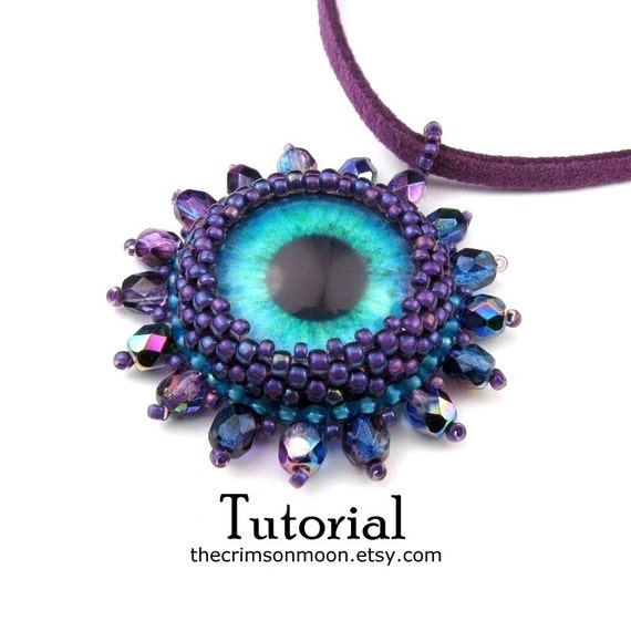 Items similar to Beaded Eye Pendant Tutorial, Instant Download, Bead Embroidery Pattern, Beading