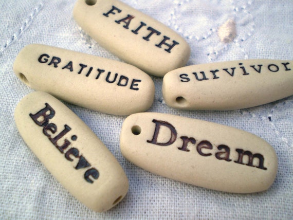 Ceramic Beads, Inspirational Word Beads, Motivational Quote Jewelry