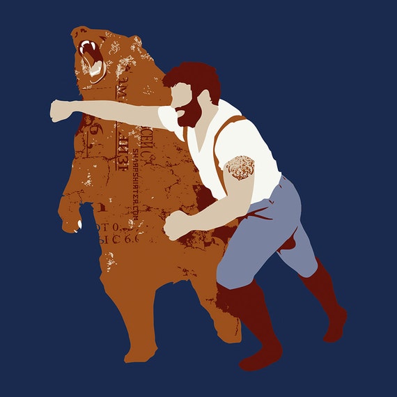 man punching bear t shirt