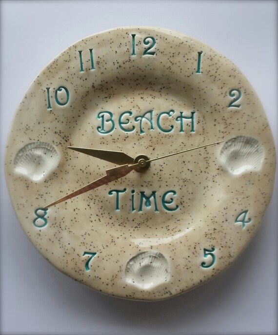 Beach Time Clock Ceramic Beach Home Decor Kitchen Clock