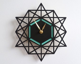 Modern Geometric Wall Clock Two Tone Colorful Clock
