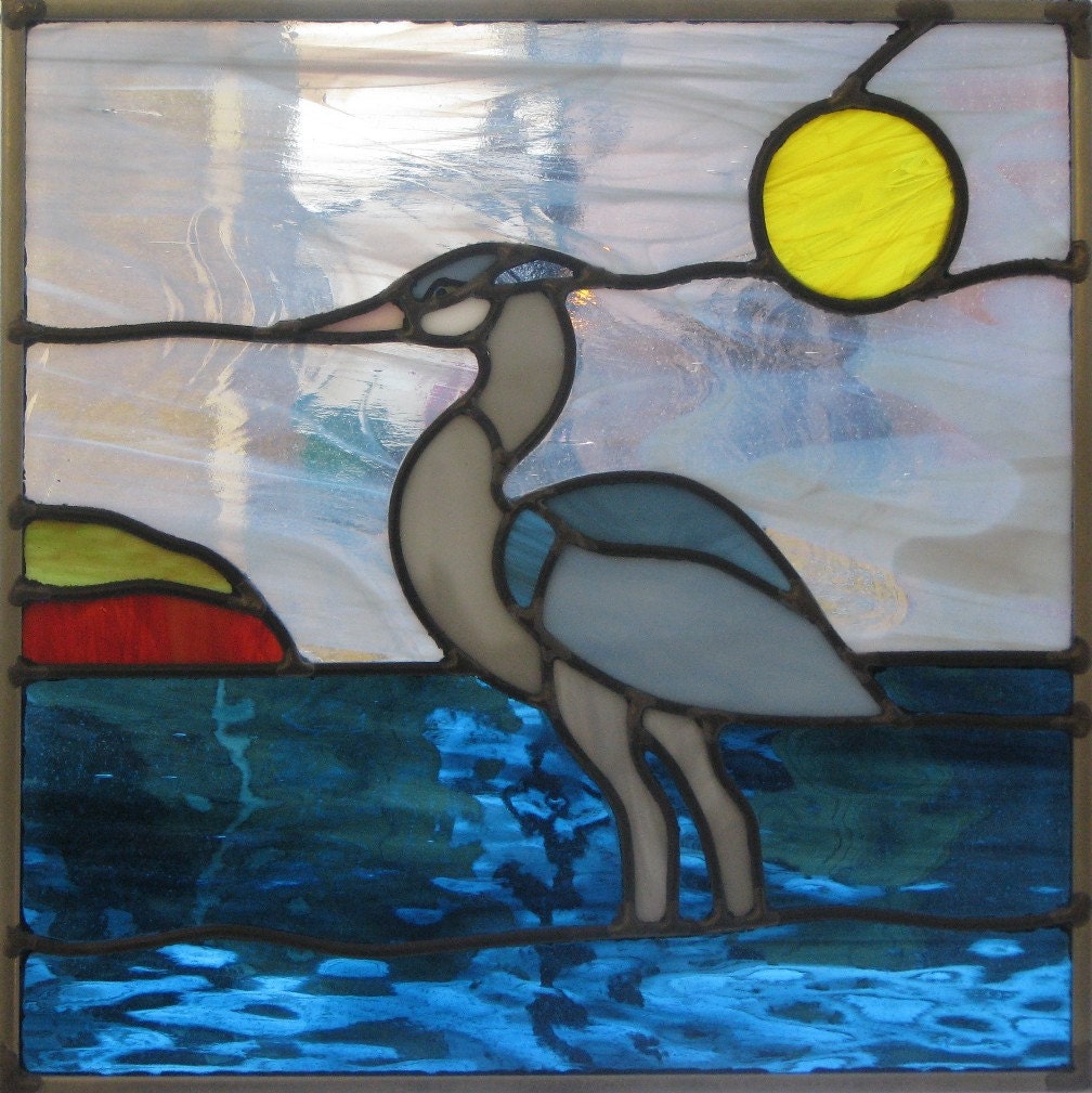 Blue Heron Stained Glass Pattern l