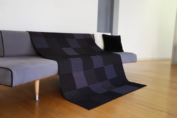 Dark Heart  - black quilt throw or lap size handmade quilt - ready to ship