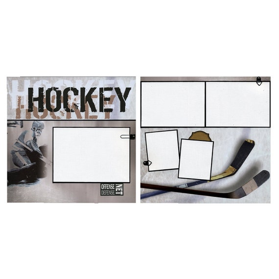 Hockey Scrapbook Page Set Two 12x12 Coordinating Pages