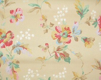 1930's Vintage Wallpaper - Antique Floral with Multi Colored Flowers of ...