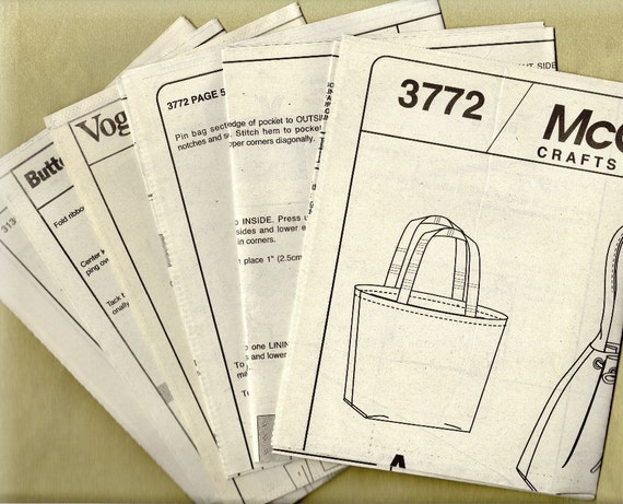 Sewing Pattern Instruction Sheets Assorted Set of 6