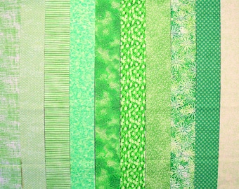 BRIGHT GREEN 100% cotton Prewashed Quilt Jelly Roll, Fabric Strips (#C/68A)