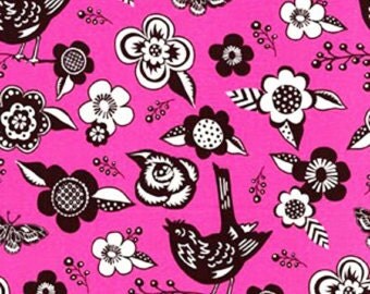 Michael Miller Paula Prass Woodcut Garden in Fuschia 1 yard