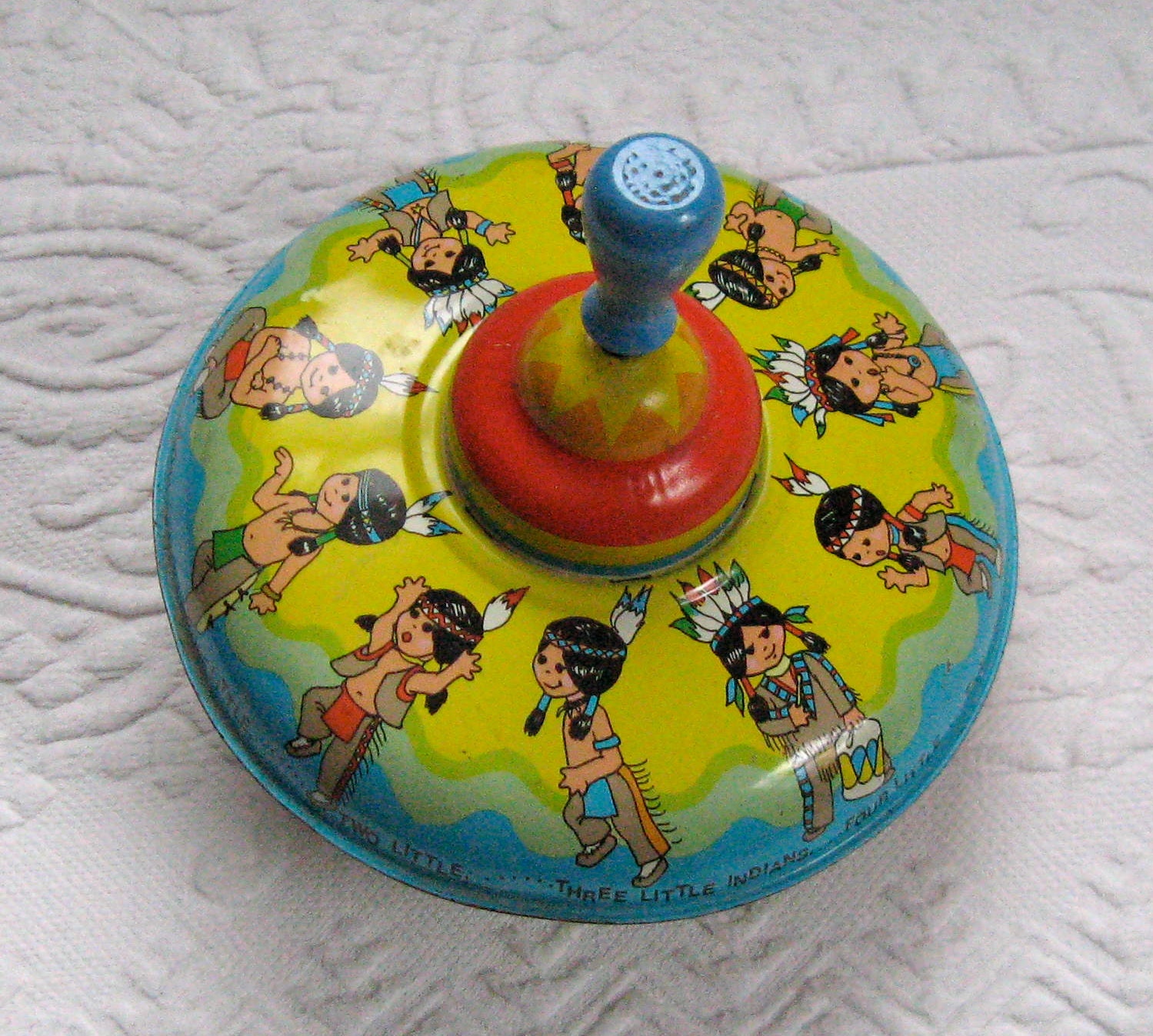Metal Spinning Top Toy 10 Little Indians Ohio Art
